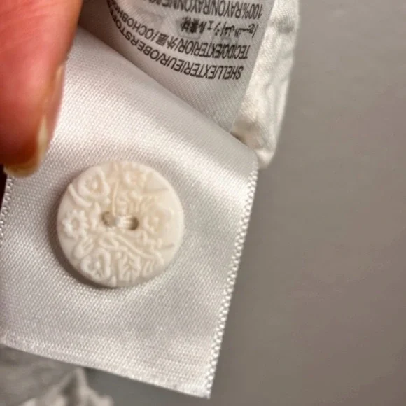 FARM Rio Eucalyptus Seed Fringe Detail Blouse XS NWT White Embroidered Boho Top - Picture 6 of 15